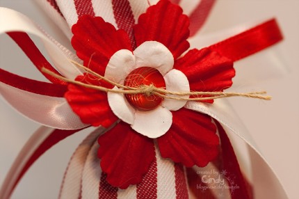 Geschenk Säckchen - Rot Weiß - Flower