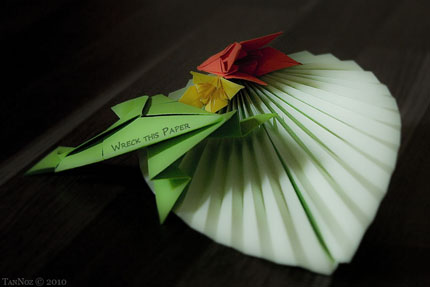 Frosch mit Lilienblüten - Origami