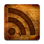 Feed Icon im verbrannten Holzlook