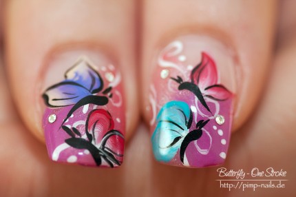 Nail Art - Butterfly - One Stroke